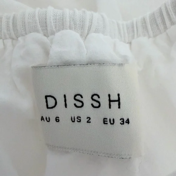 Dissh White Tiered Maxi Skirt Size 2 xs linen blend elastic waist long lined - Picture 3 of 4